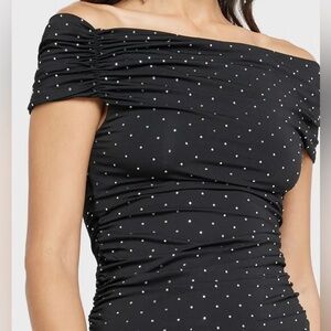 Rachel Zoe Black blouse  with White/Diamonds (rhinestone)